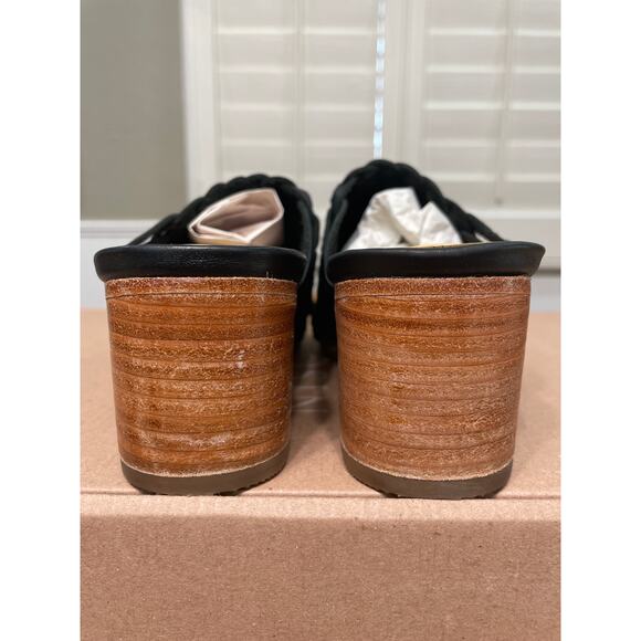 Nisolo Women's Go To Woven Heeled Slip-On Black Leather Size 6 NIB Comfy Mules - Picture 9 of 14